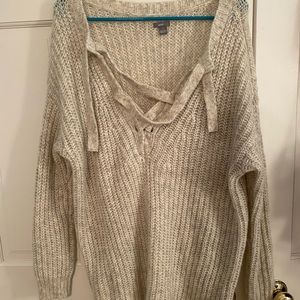 Aerie oversized lace-up sweater